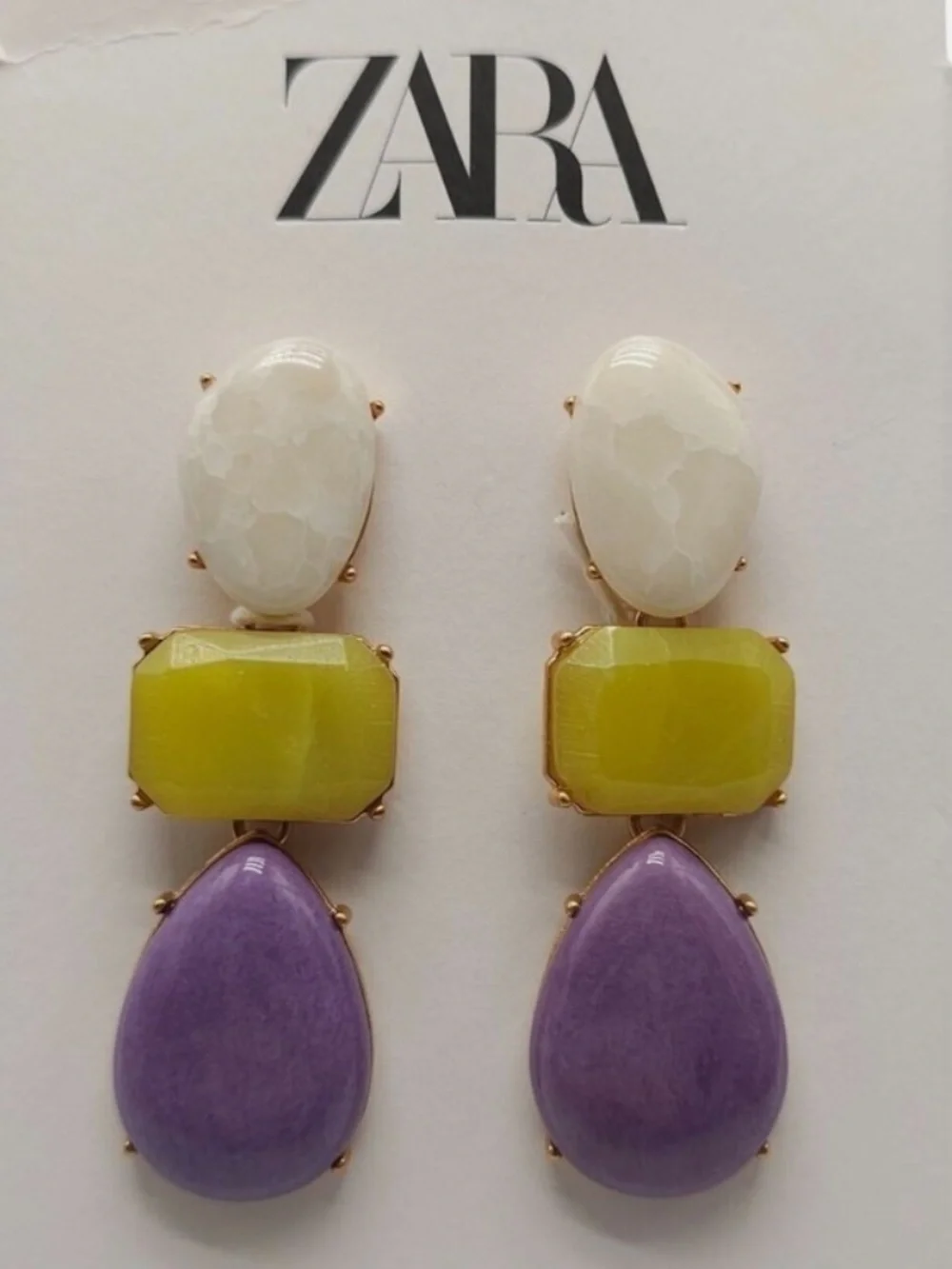 Zara multi resin stone drop earrings